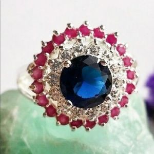 Ruby and sapphire cocktail ring size 8